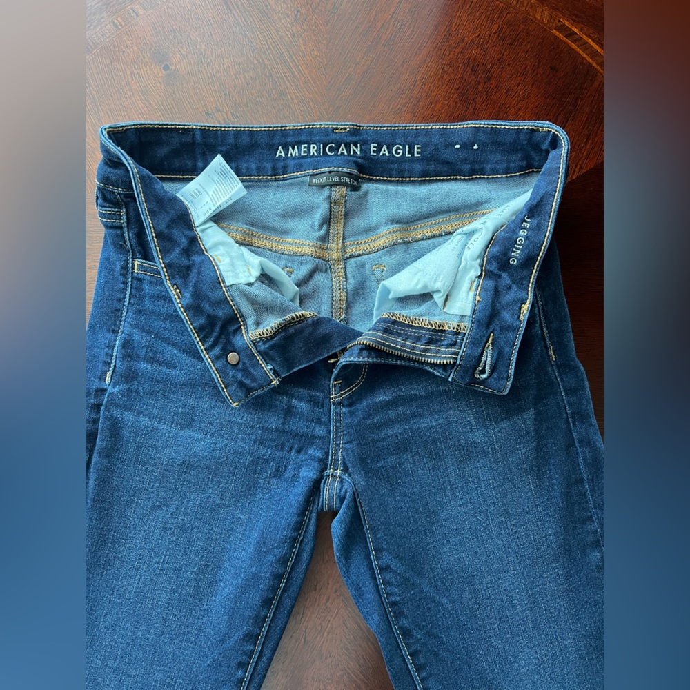 American Eagle Next Level Stretch Low-Rise Jegging, Dark Indigo, 6 short - Picture 4 of 4